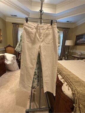 Cabi Cropped White Denim Jeans